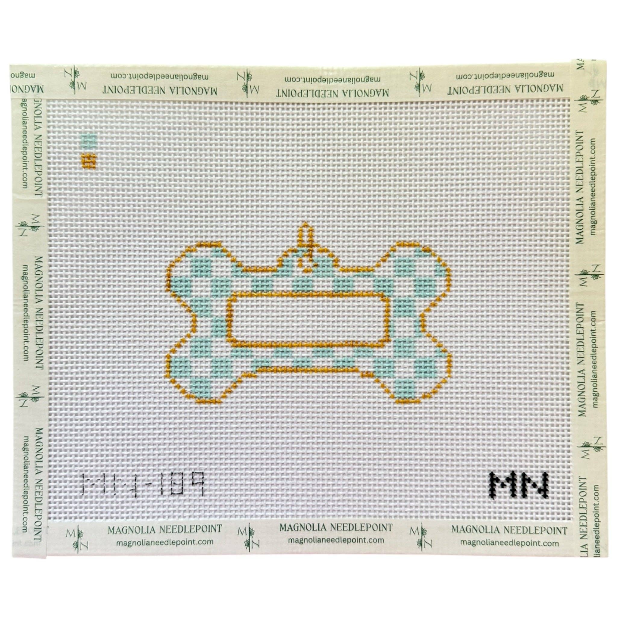 Blue Check Dog Tag Canvas: Add Name